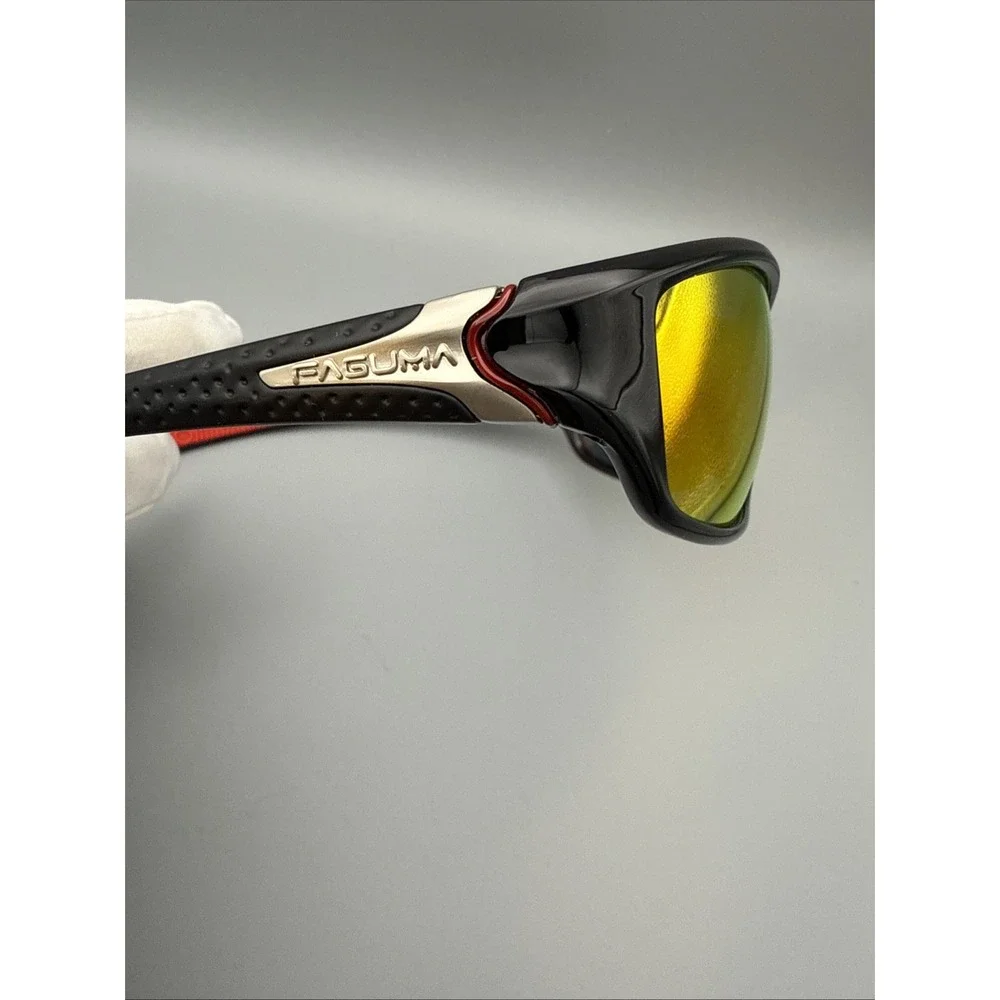 Faguma F120 AUTHENTIC BLACK/RED Polarized Wrap Sunglasses 100% UV Protection NWT